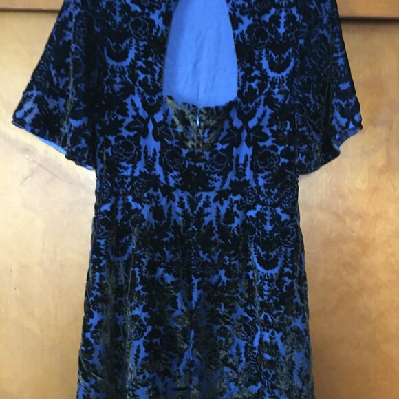 Anthropologie blue mock neck velvet mini dress - Picture 3 of 4